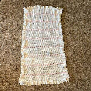 Handmade baby girl knitted striped frill baby blanket